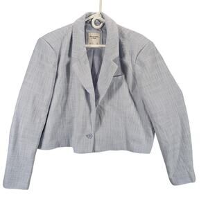 Abercrombie & Fitch Blazer Womens XL Cropped Textured Lined Jacket Spring Preppy